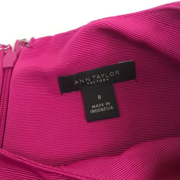 Ann Taylor Womens Sheath Dress Pink Back Zip Bow Sleeveless Above Knee Size 8 * - Picture 4 of 8